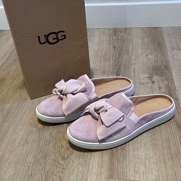 NWT Womens UGG Luci Bow Pink Suede Slip-On Sneakers Size 12 NEW - Picture 3 of 8